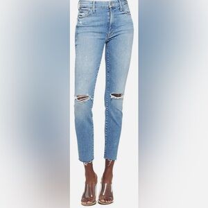 MOTHER Light Blue Distressed Ankle Jeans